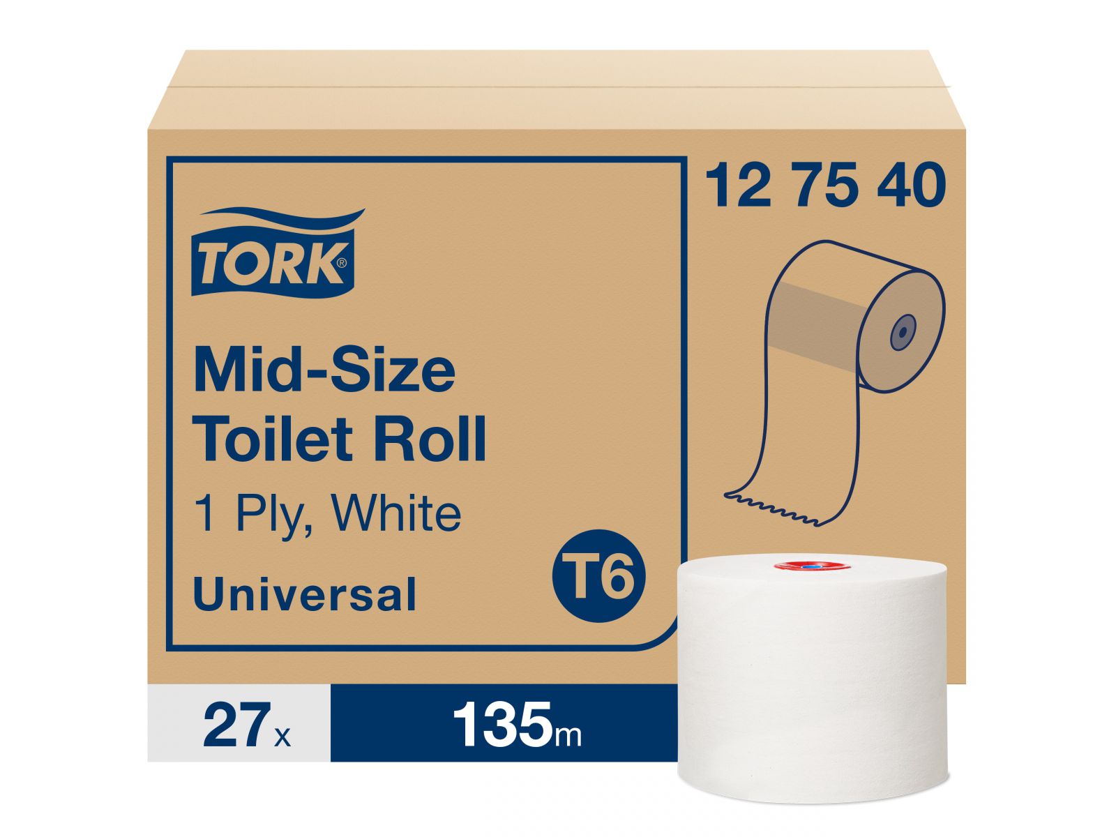 Papier toaletowy Tork 127540 Universal T6 Mid-Size 27 rolek